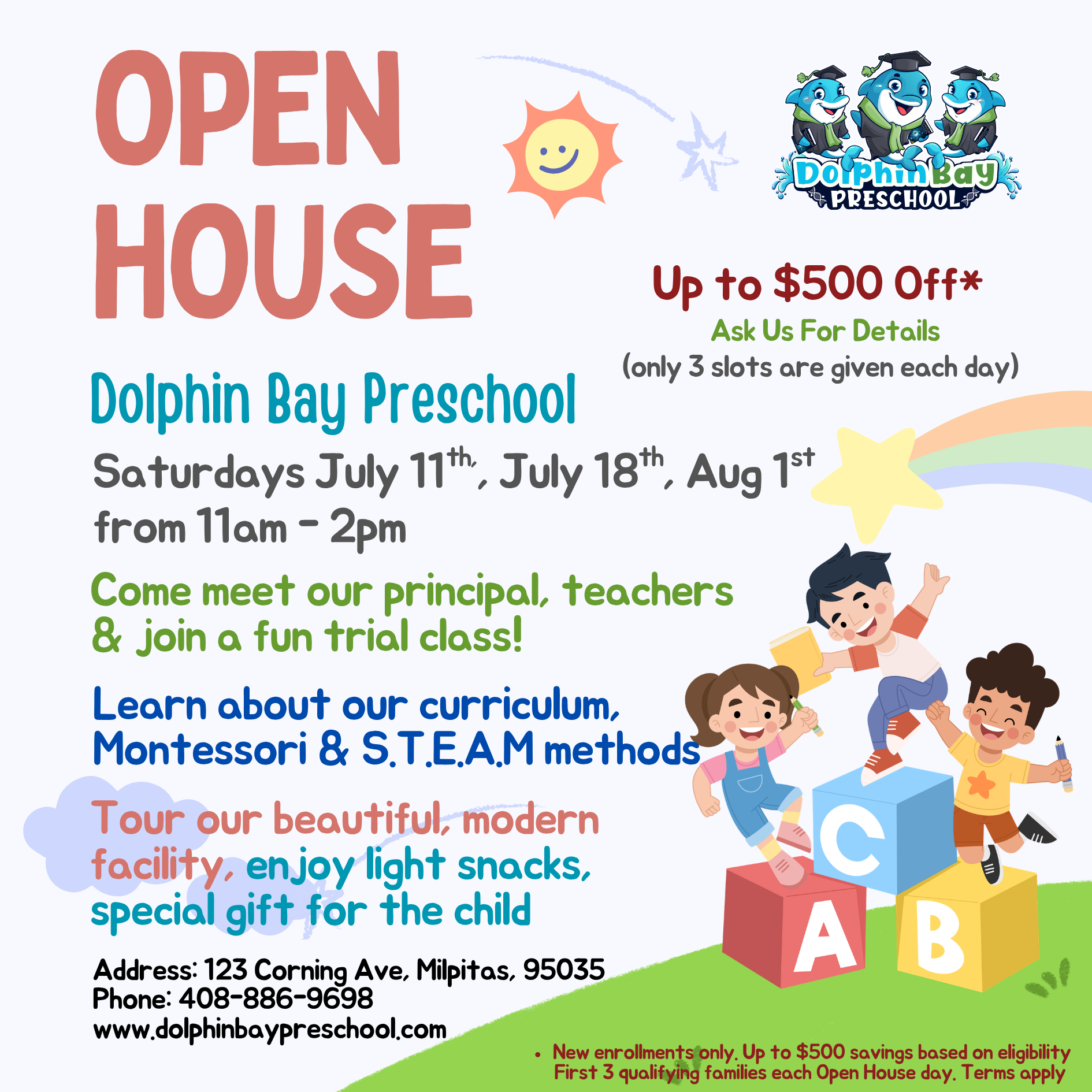 Open House flyer with details and graphics
